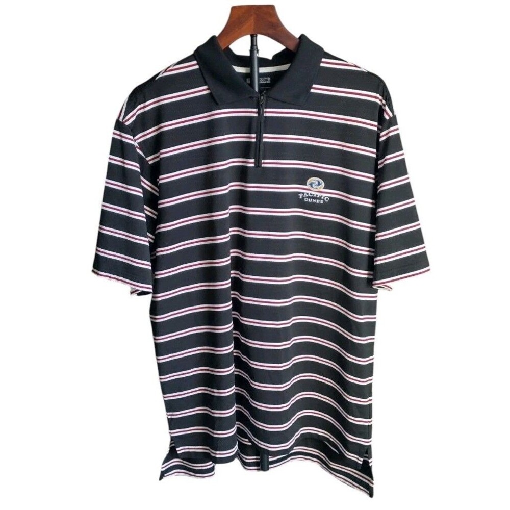 Adidas Clima Cool 1/4 Zip Polo Men’s Black White Red Stripe Shirt Size Large